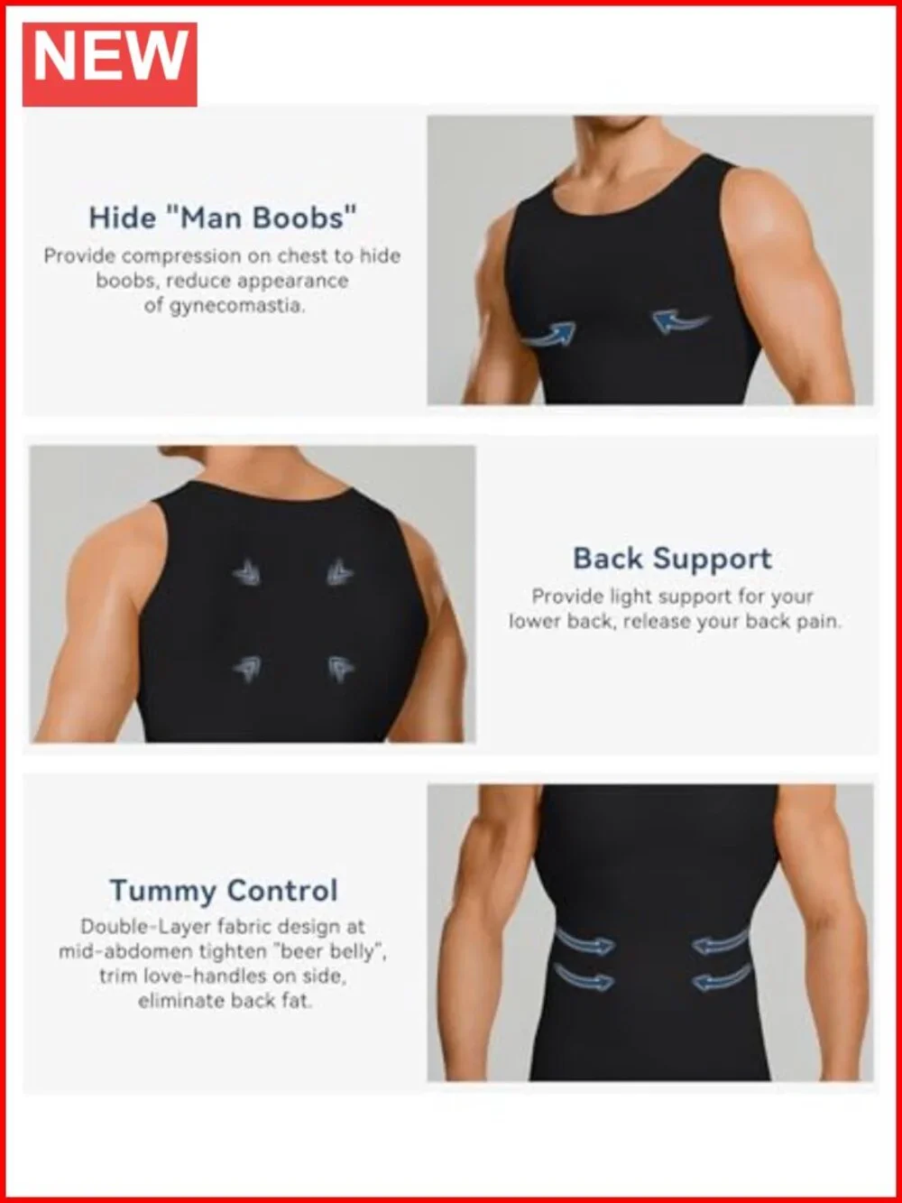 Compression Shirt Slimming Body Shaper Vest Workout Tank Top Undershirt Men